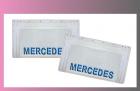 zástěra kola MERCEDES 640x360-pár--bílá--modré písmo 