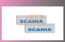 zástěra kola SCANIA 600x180-pár-přední-bílá-modré písmo 
