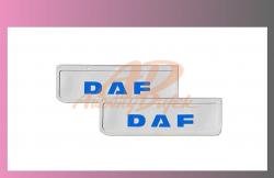zástěra kola DAF 600x180-pár-přední-bílá-modré písmo 