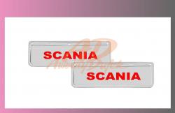 zástěra kola SCANIA 600x180-pár-přední-bílá-červené písmo 