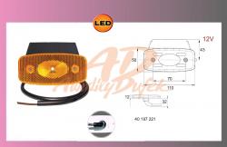 světlo LED oranž.12V/1W-kabel+držák 