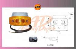 světlo LED-oranž,24V+kabel+držák 
