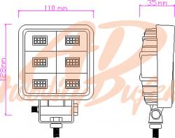 reflektor prac.LED-9-33V-hranaté+kabel /48 SMD čipů/-AKCE  - 2